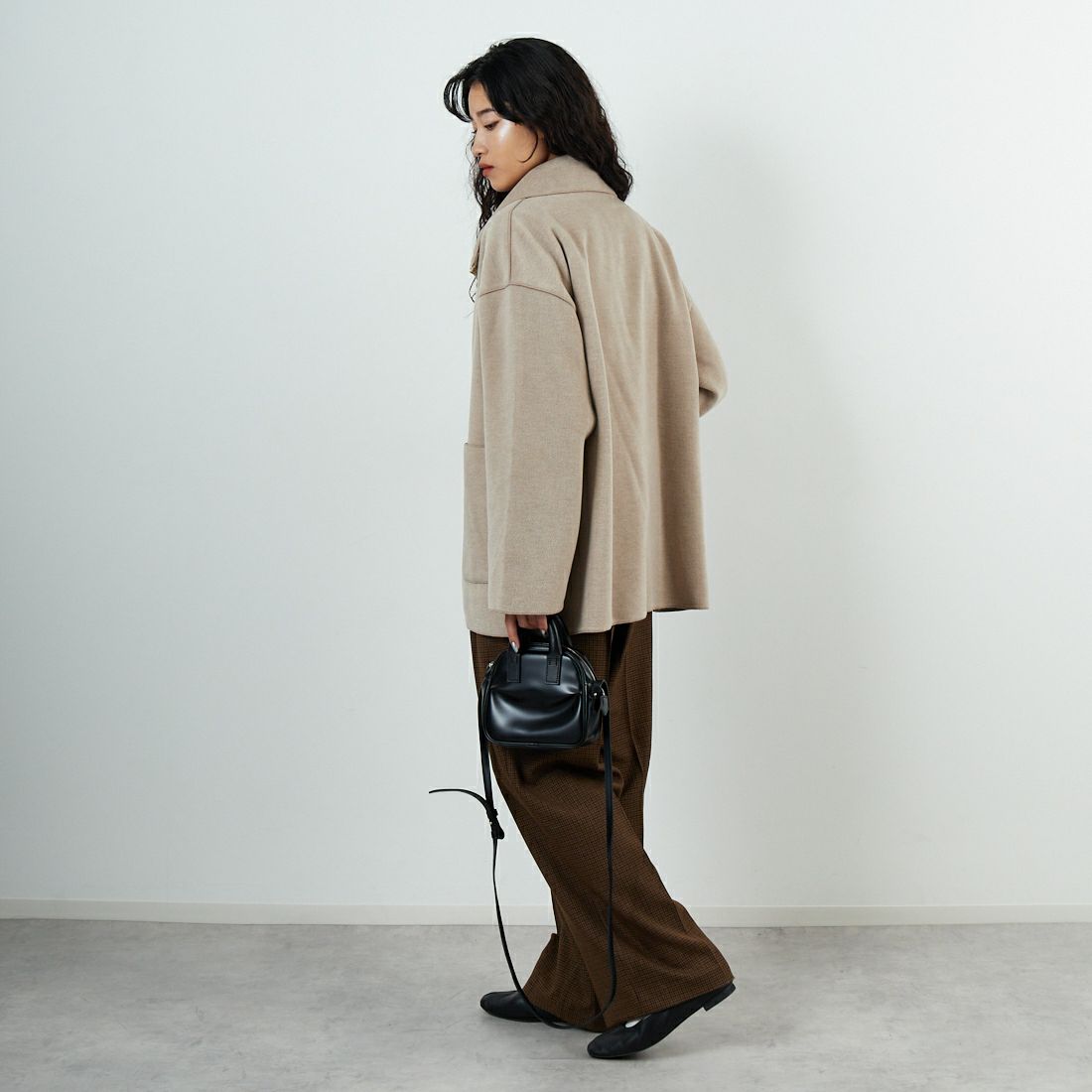 Jf Ready Made [ジェイエフレディメイド] ニット両面パイルジャケット [8852151-01] 61 ﾍﾞｰｼﾞｭ &&モデル身長：162cm 着用サイズ：F&&