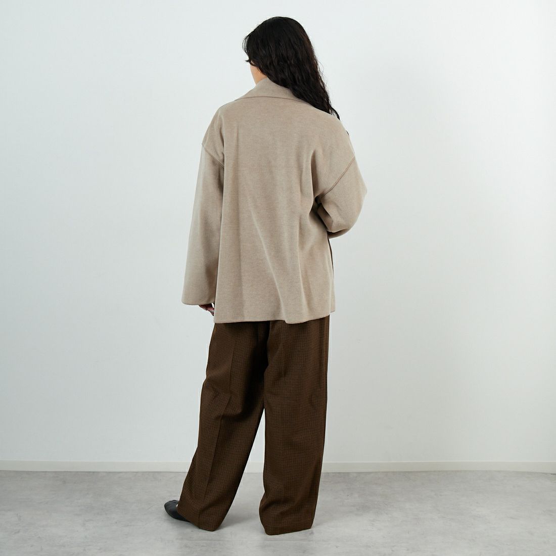 Jf Ready Made [ジェイエフレディメイド] ニット両面パイルジャケット [8852151-01] 61 ﾍﾞｰｼﾞｭ &&モデル身長：162cm 着用サイズ：F&&