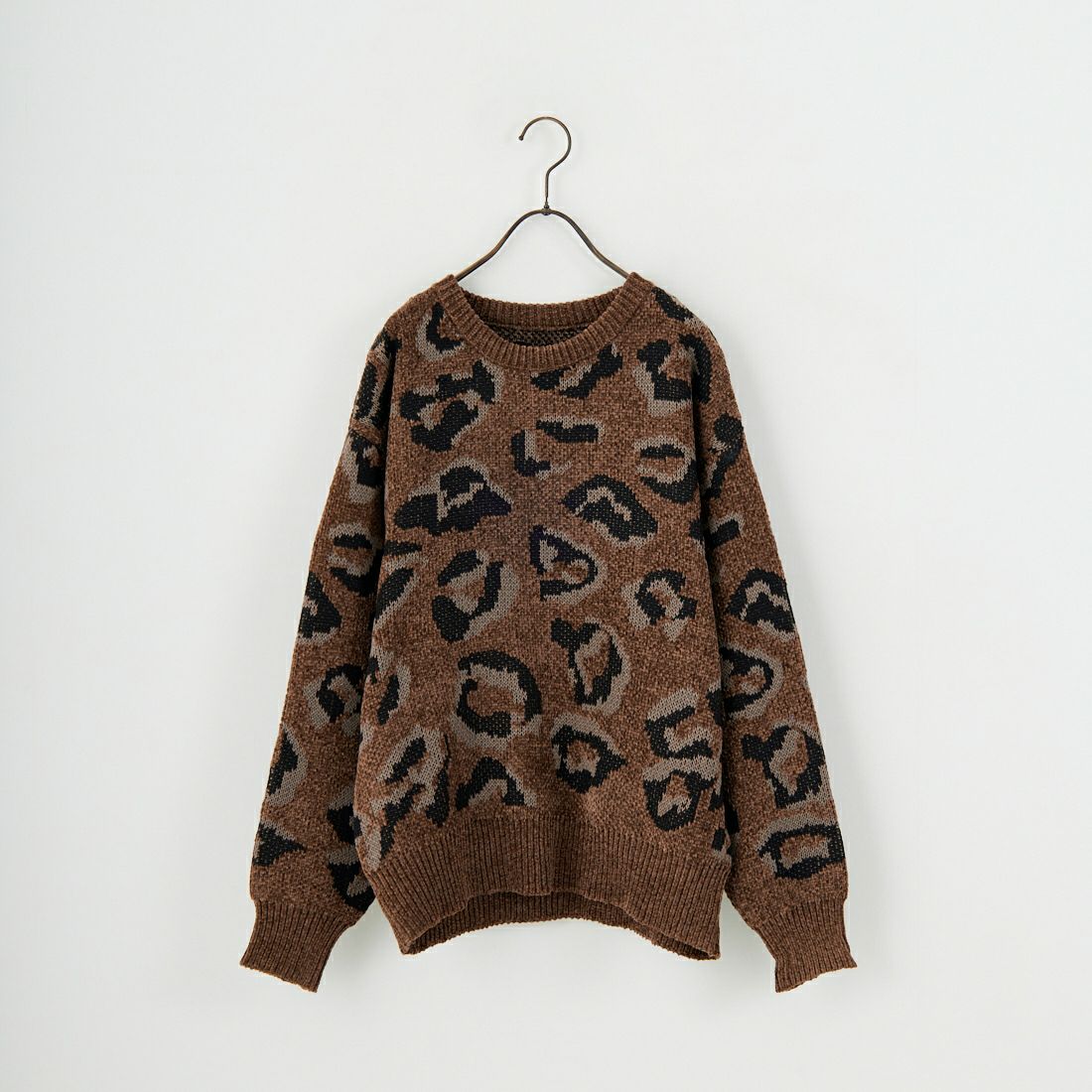 SLICK [スリック] モールヤーン レオパードジャカード プルオーバーニット [5151056] 500 BROWN