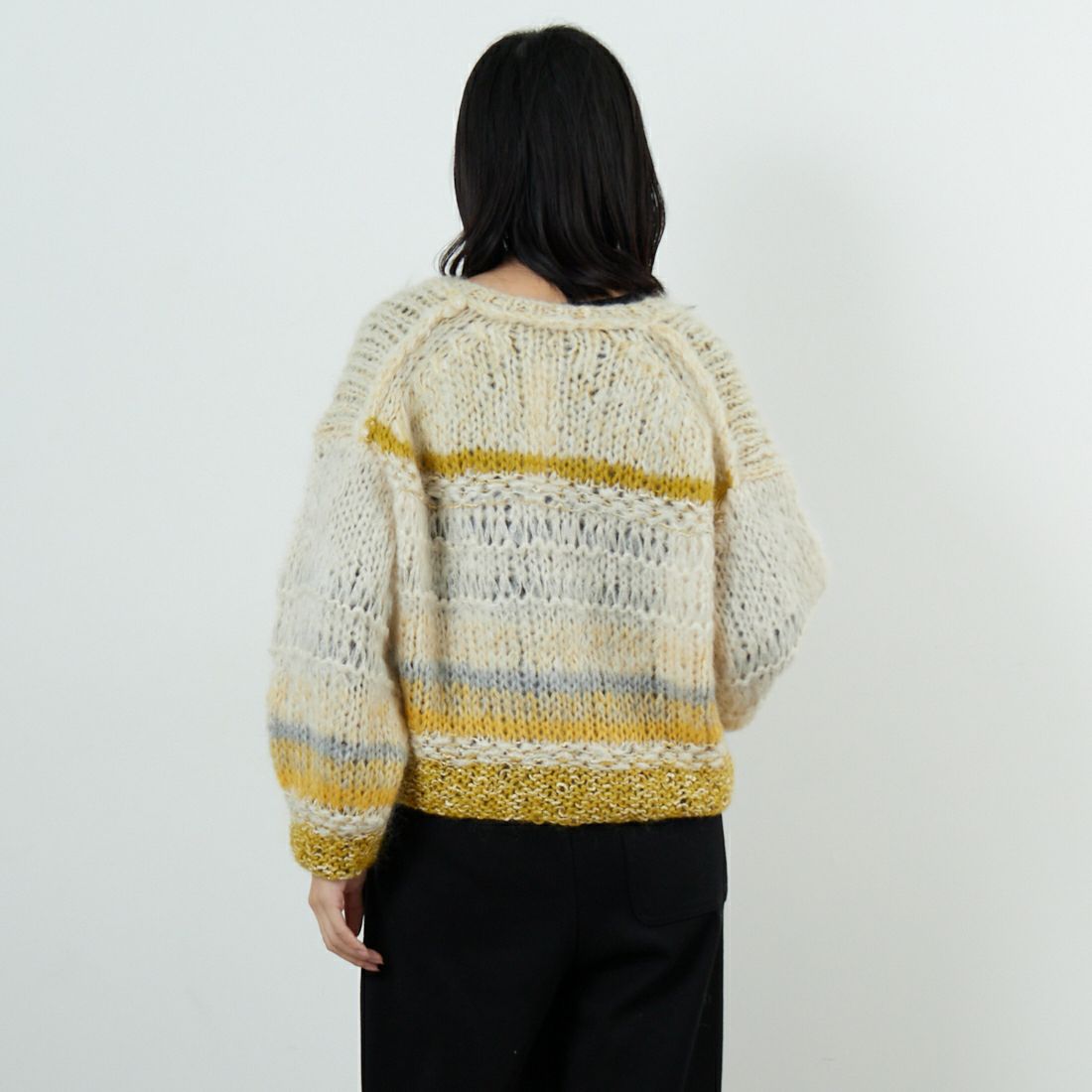 TICCA [ティッカ] ハンドニットカーディガン [TBEA-512] YELLOW MIX &&モデル身長：162cm 着用サイズ：F&&