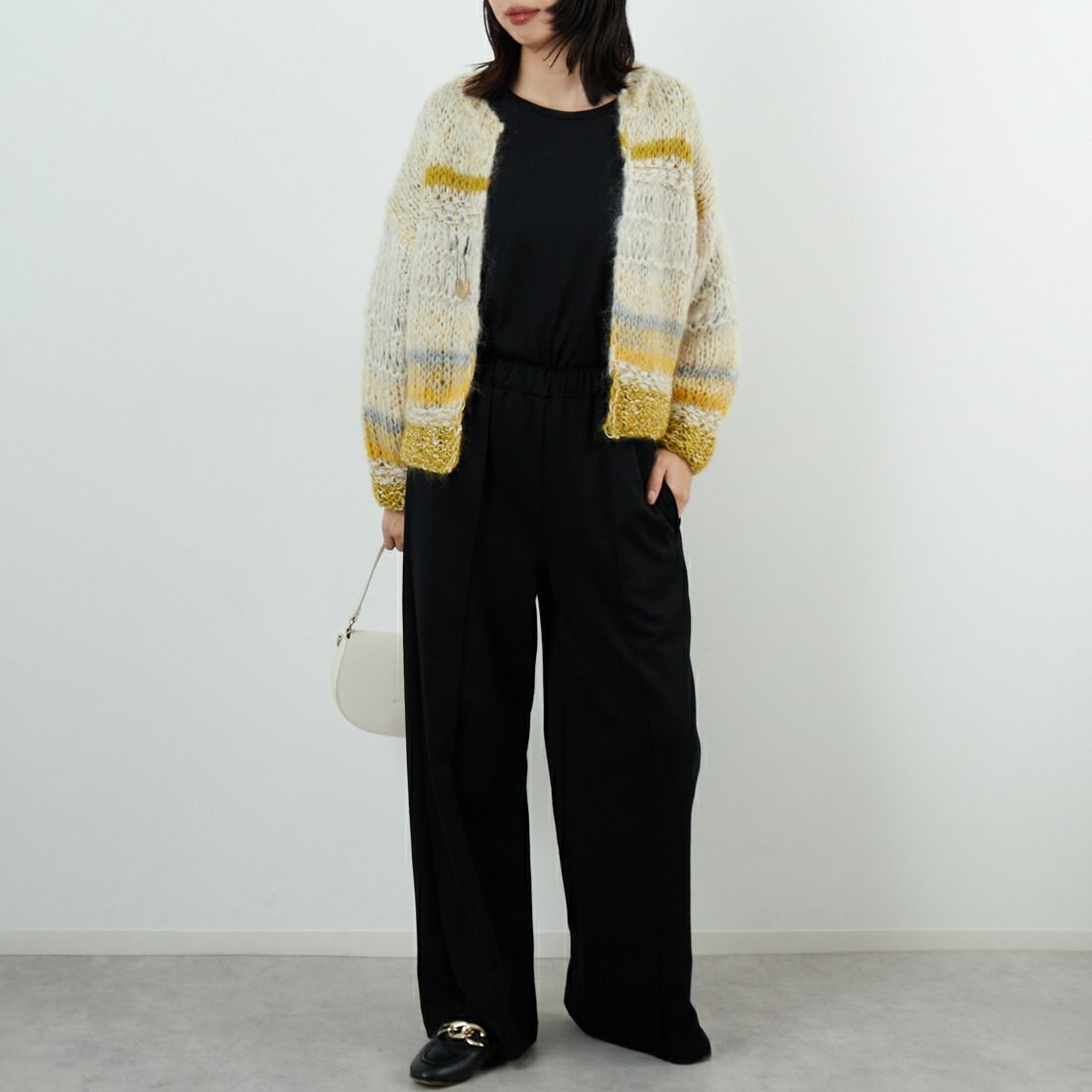 TICCA [ティッカ] ハンドニットカーディガン [TBEA-512] YELLOW MIX &&モデル身長：162cm 着用サイズ：F&&