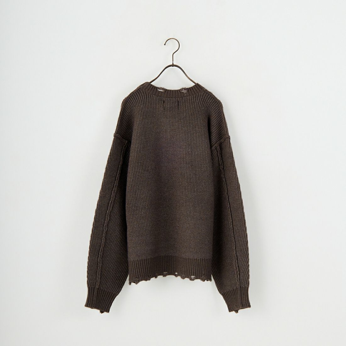 SLICK [スリック] マイクロヤーン クルーネックダメージニット [5151066] 500 BROWN