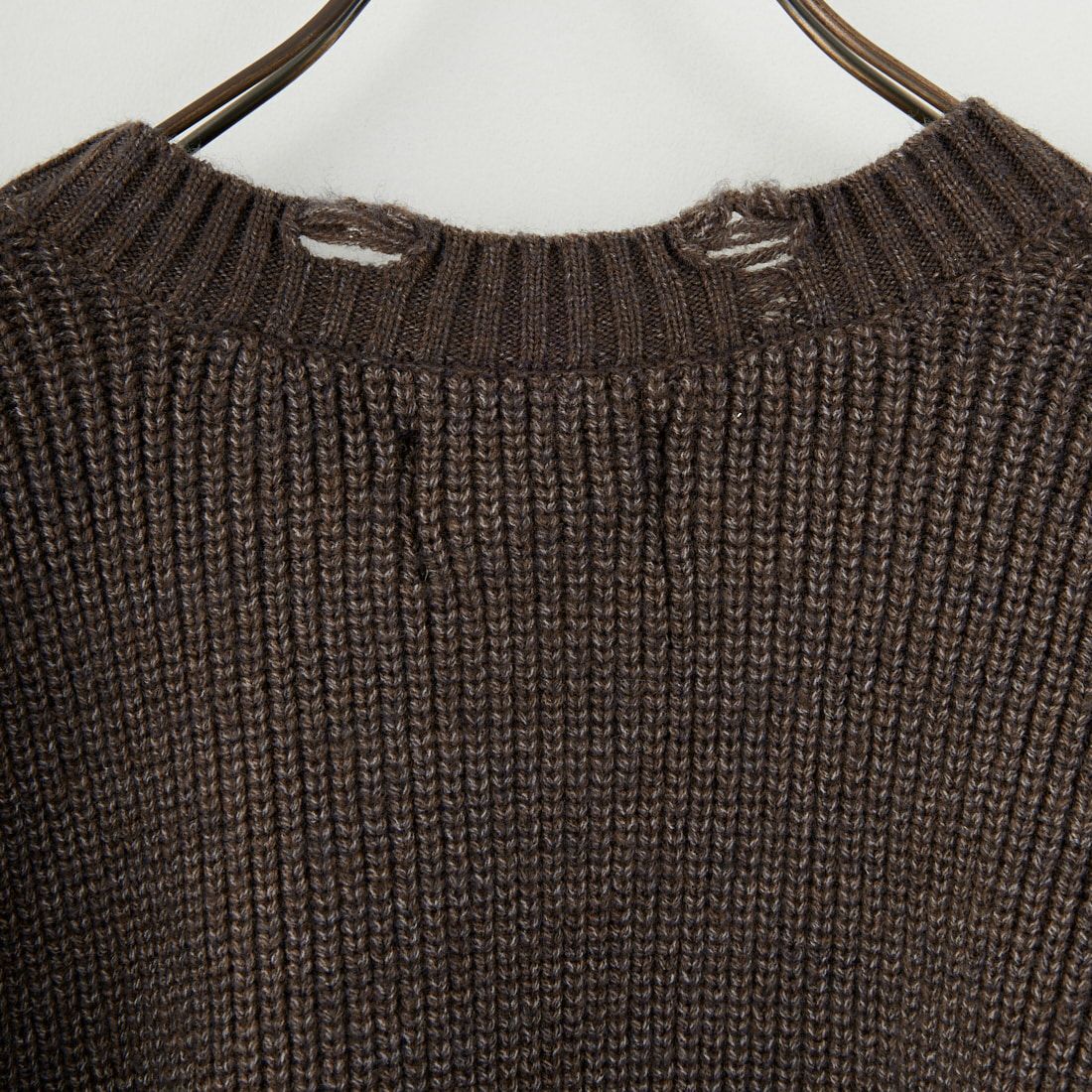 SLICK [スリック] マイクロヤーン クルーネックダメージニット [5151066] 500 BROWN