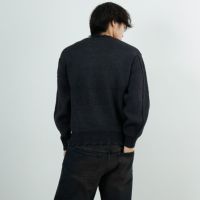 SLICK [スリック] マイクロヤーン クルーネックダメージニット