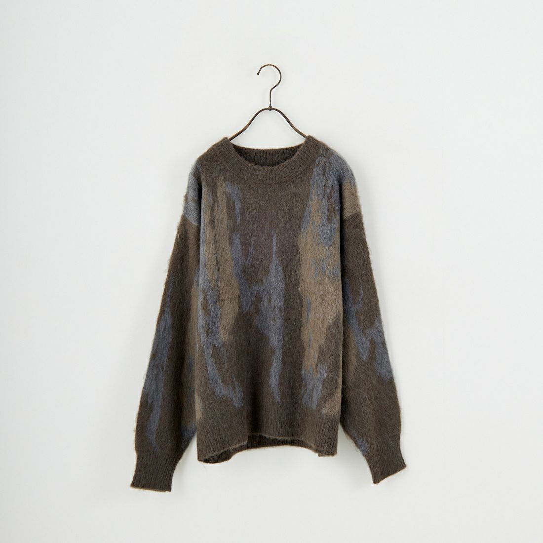 SLICK [スリック] シャギーモヘア アブストラクトジャガードプルオーバー [5151058] 500 BROWN