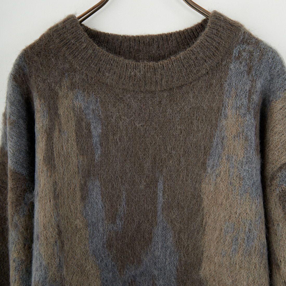 SLICK [スリック] シャギーモヘア アブストラクトジャガードプルオーバー [5151058] 500 BROWN