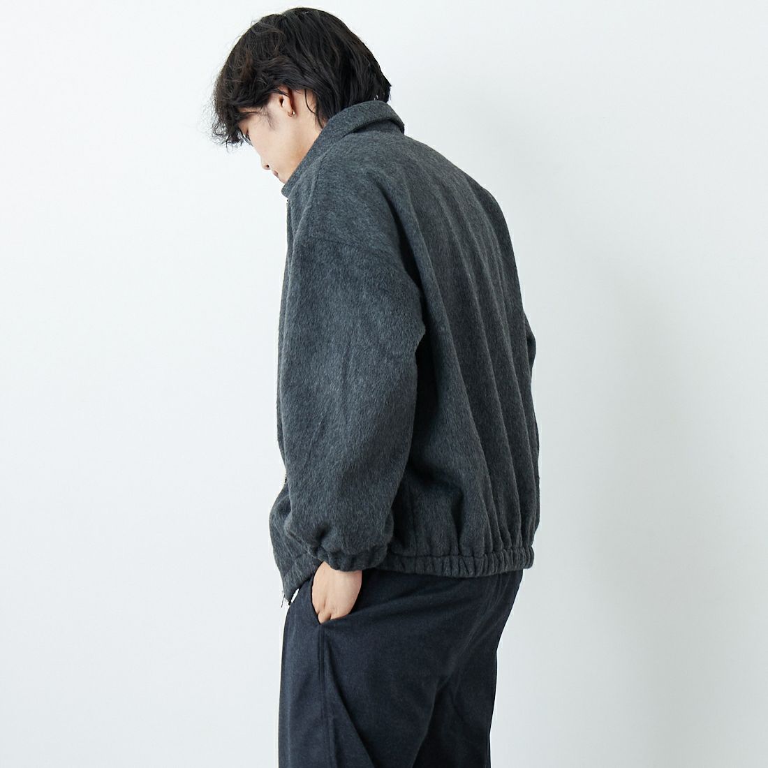 SLICK [スリック] シャギーメルトンジップアップブルゾン [5111062] 805 CHARCO &&モデル身長：179cm 着用サイズ：1&&