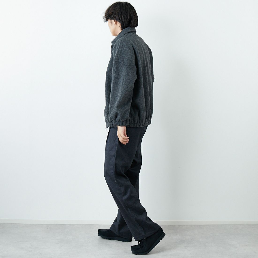 SLICK [スリック] シャギーメルトンジップアップブルゾン [5111062] 805 CHARCO &&モデル身長：179cm 着用サイズ：1&&