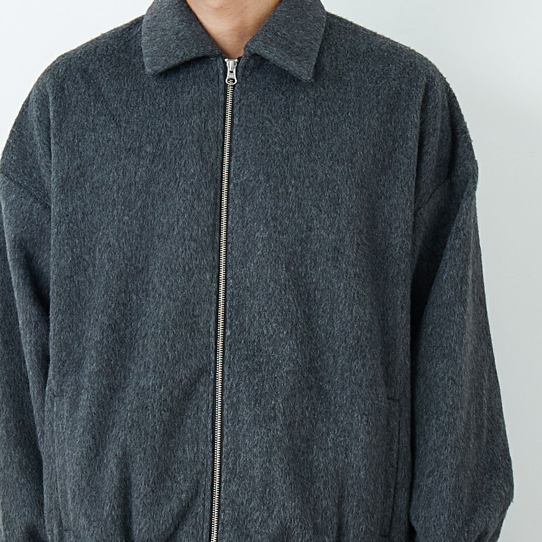 SLICK [スリック] シャギーメルトンジップアップブルゾン [5111062] 805 CHARCO &&モデル身長：179cm 着用サイズ：1&&