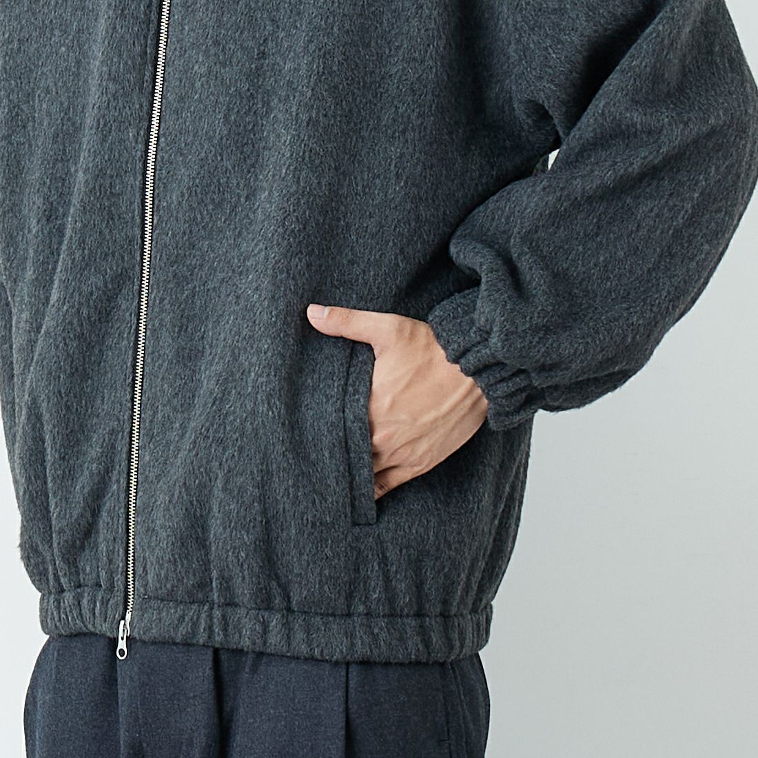 SLICK [スリック] シャギーメルトンジップアップブルゾン [5111062] 805 CHARCO &&モデル身長：179cm 着用サイズ：1&&