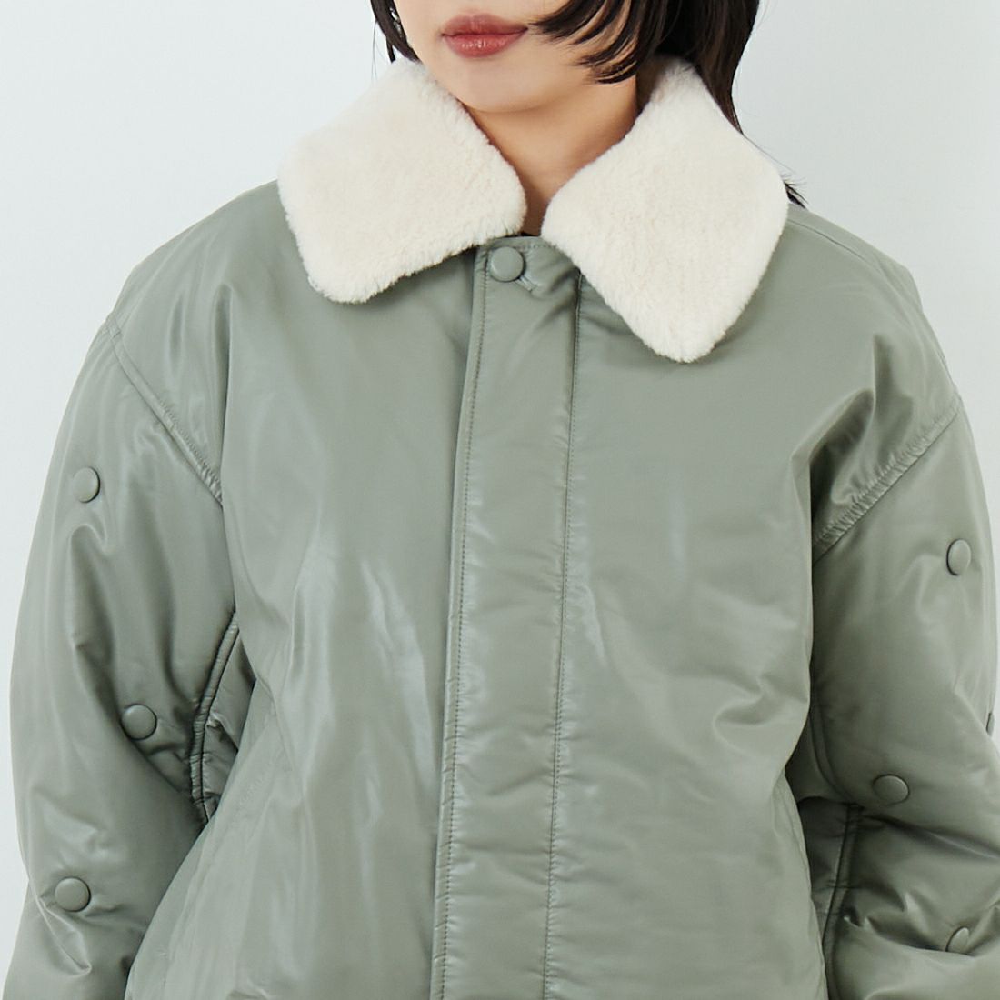 null. [ヌル] ボタンデザインMA1ジャケット [153WFC255025] KKI &&モデル身長：162cm 着用サイズ：F&&