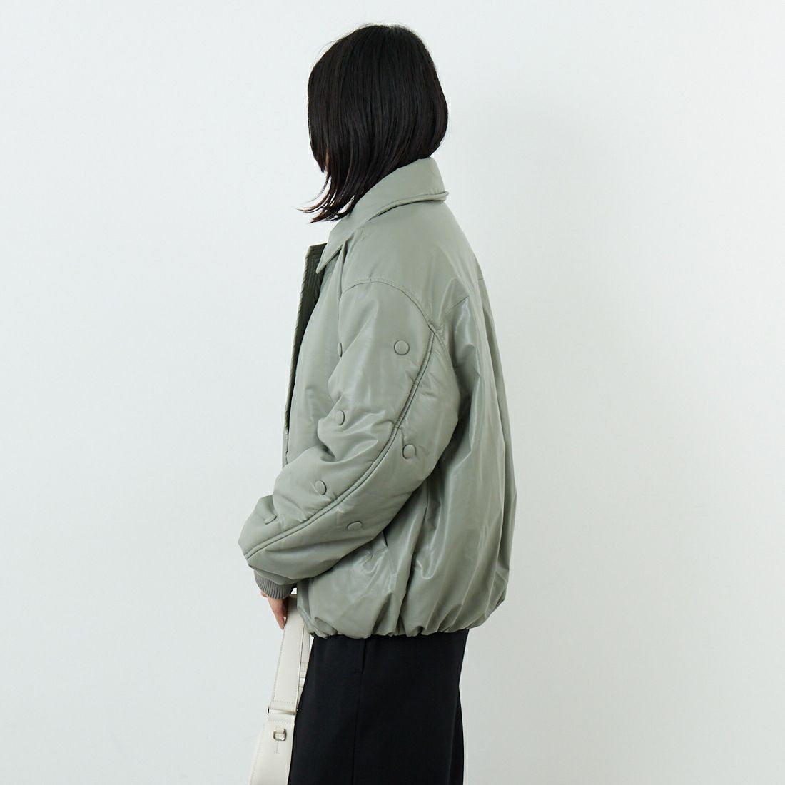 null. [ヌル] ボタンデザインMA1ジャケット [153WFC255025] KKI &&モデル身長：162cm 着用サイズ：F&&