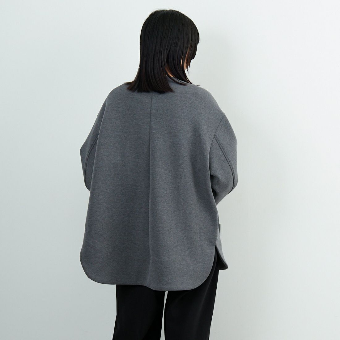 CLOCHE [クロシェ] ダンボールハーフコート [55085044] ﾁｬｺｰﾙ &&モデル身長：162cm 着用サイズ：2&&