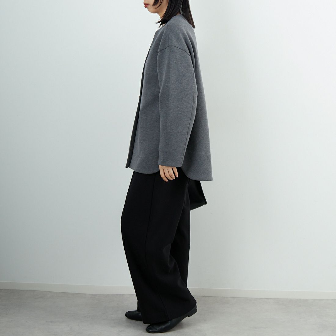 CLOCHE [クロシェ] ダンボールハーフコート [55085044] ﾁｬｺｰﾙ &&モデル身長：162cm 着用サイズ：2&&