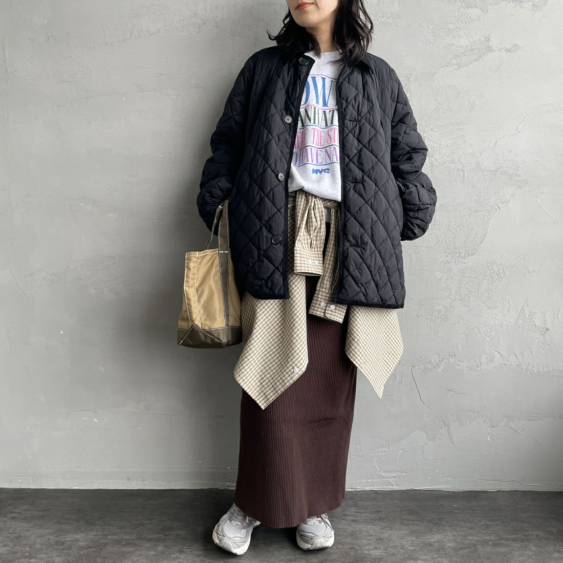 Gymphlex [ジムフレックス] キルトダウンパフスリーブミドルコート [GY-A0717NYM] BLACK