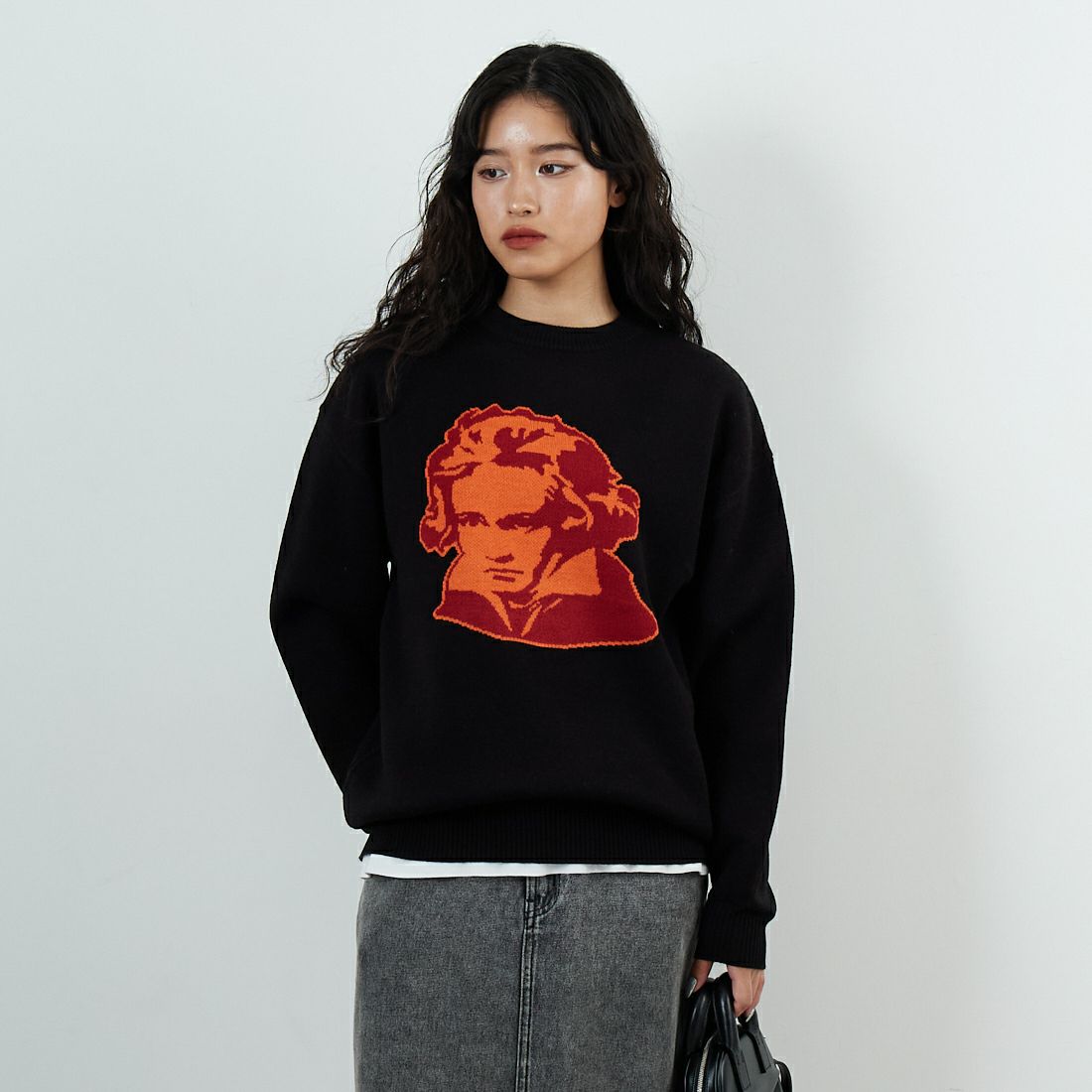 C BLK/ORG&&モデル身長：162cm 着用サイズ：S&&