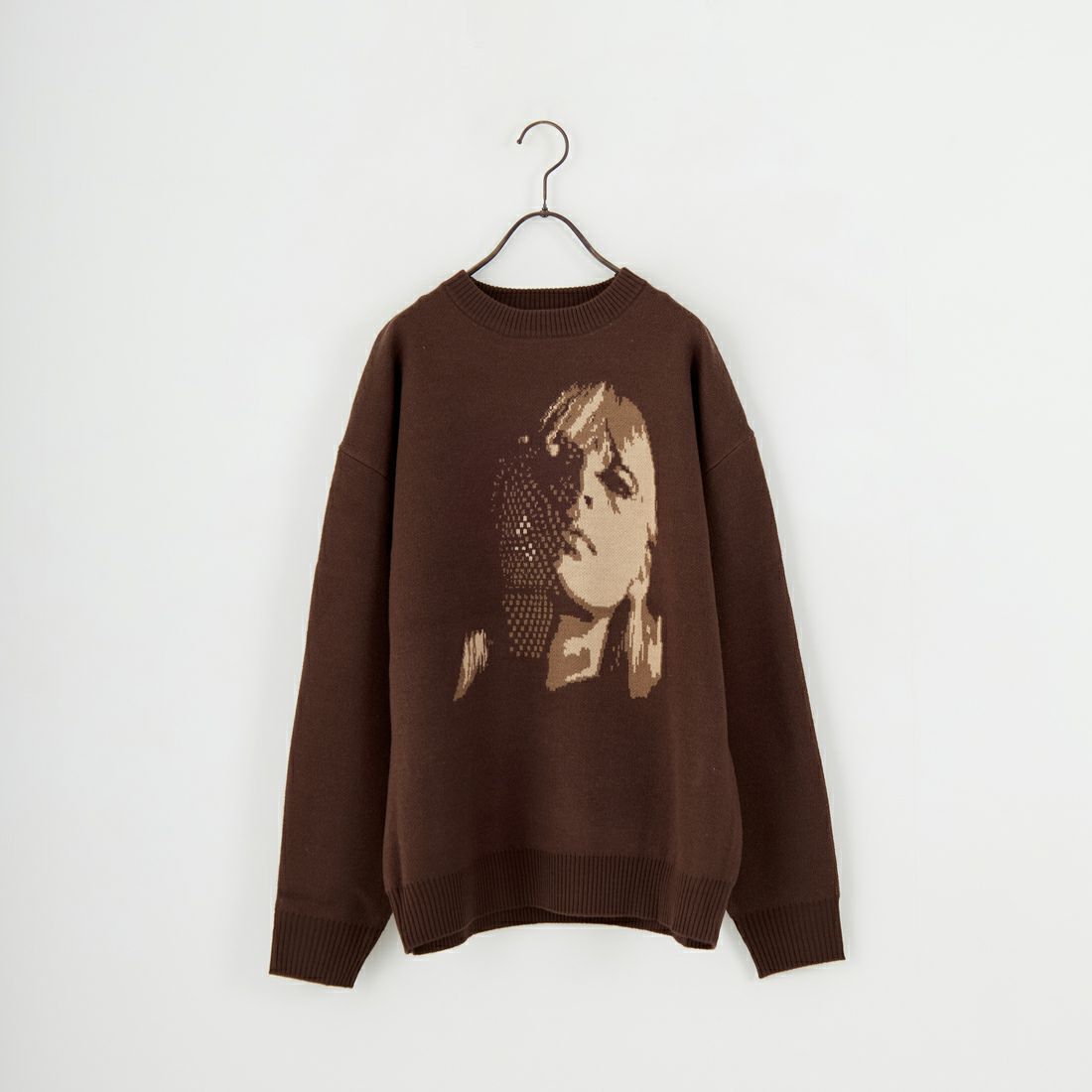 Noir Fabrik [ヌワールファブリック] 人物像柄ダブルジャガードニット [NF-254-097] B BRN/BEG