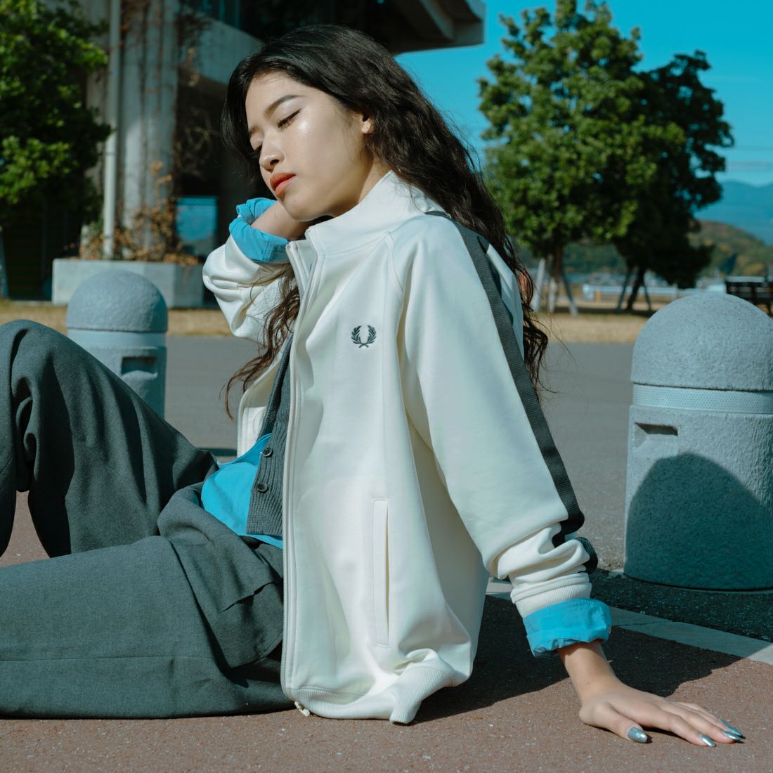 [FRED PERRY/フレッドペリー] 別注 配色ライン トラックジャケット FRED PERRY/フレッドペリー] 別注 配色ライン トラックジャケット