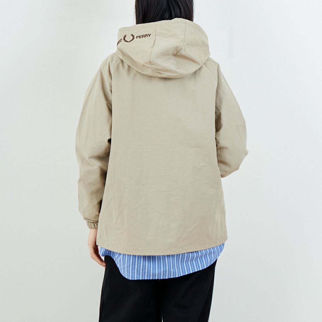 FRED PERRY [フレッドペリー] 別注 フード刺繍 ナイロンシェルジャケット [FPM-25A-031JF] BLACK/SHAD