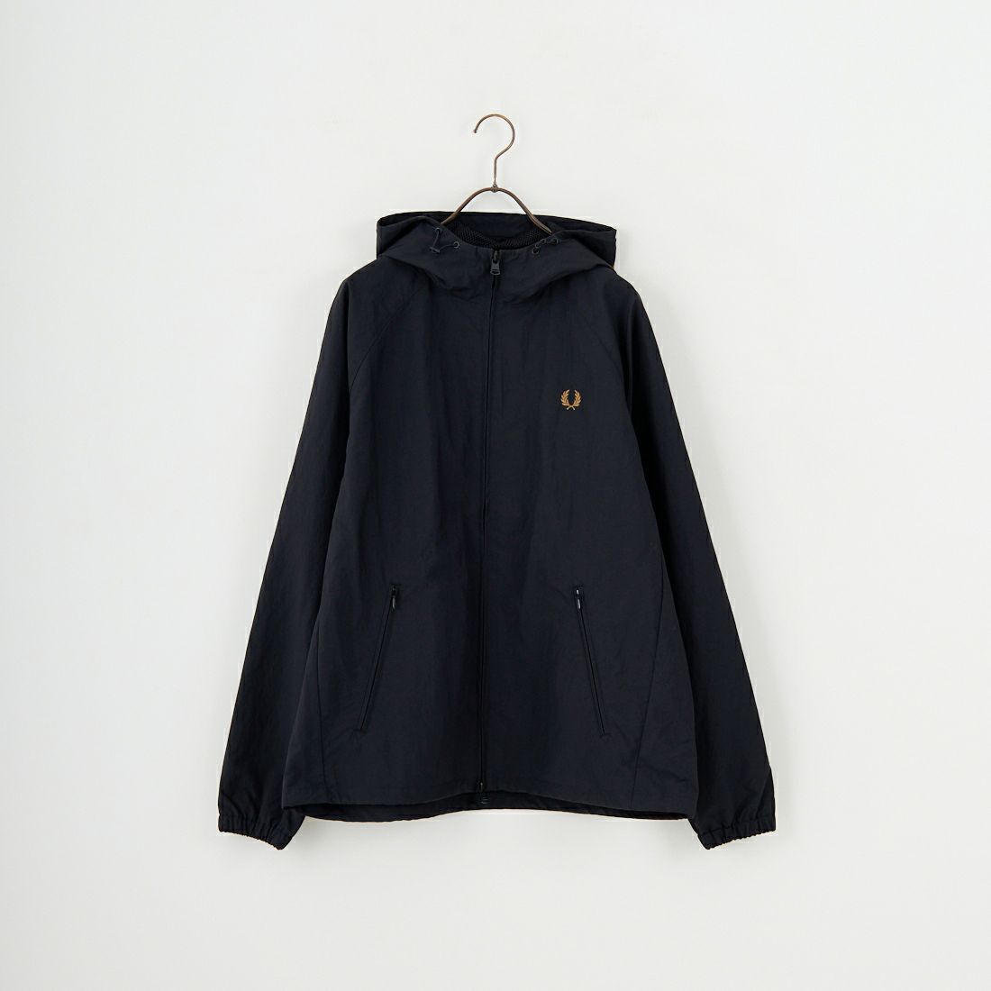 FRED PERRY [フレッドペリー] 別注 フード刺繍 ナイロンシェルジャケット [FPM-25A-031JF] BLACK/SHAD