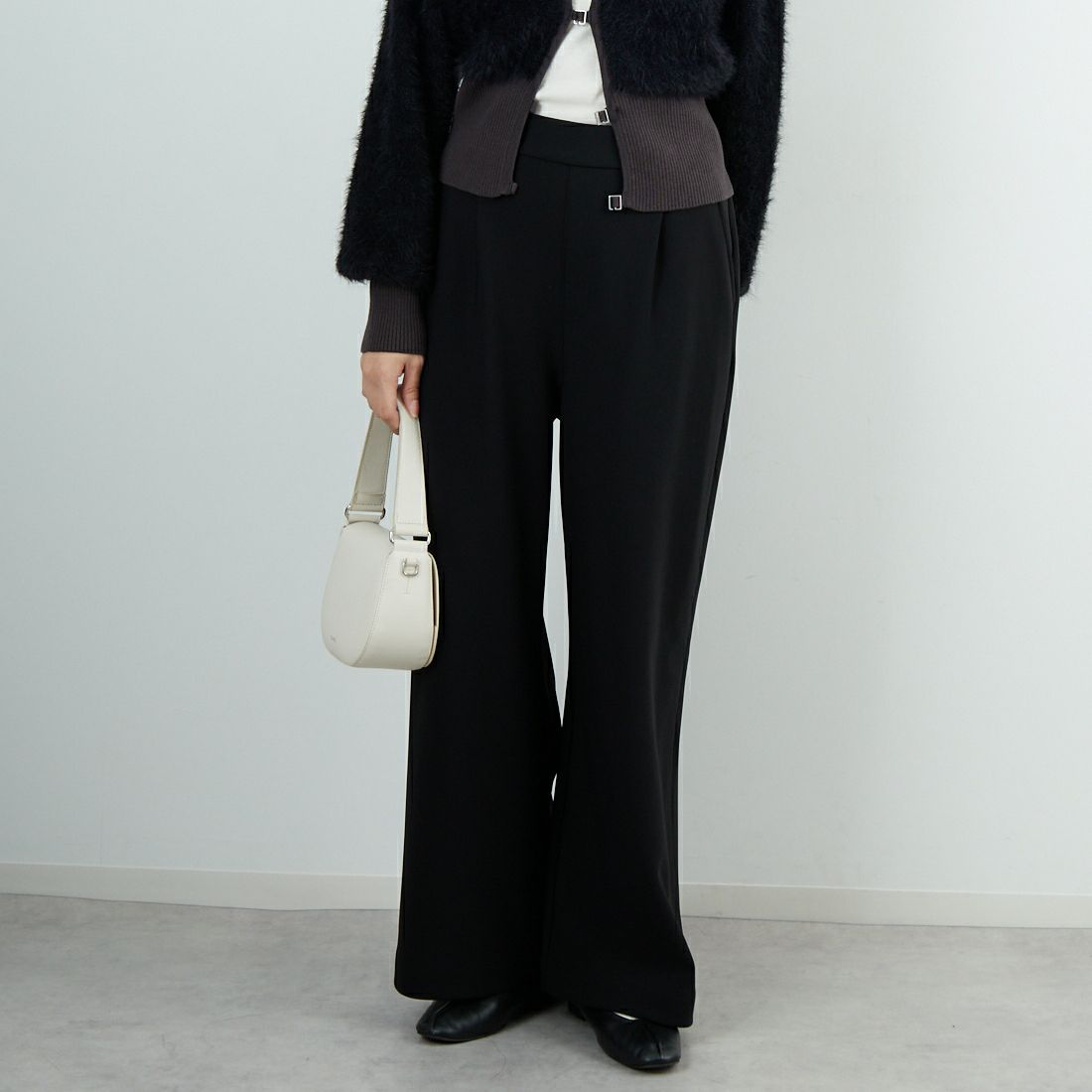 ディニテコリエDignite collier 裏起毛フリースパンツ フリーサイズ あたたか素材】ディニテコリエ(Dignite Collier）裏フリースワイド