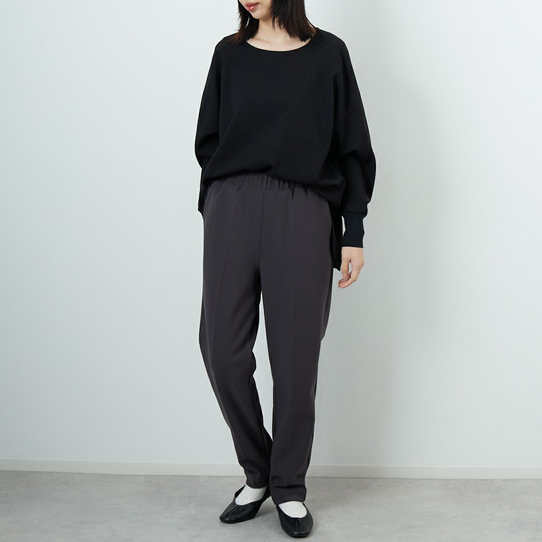DIGNITE COLLIER [ディニテコリエ] 裏フリーステーパードパンツ [80256340] 003 ﾁｬｺｰﾙ &&モデル身長：162cm 着用サイズ：F&&