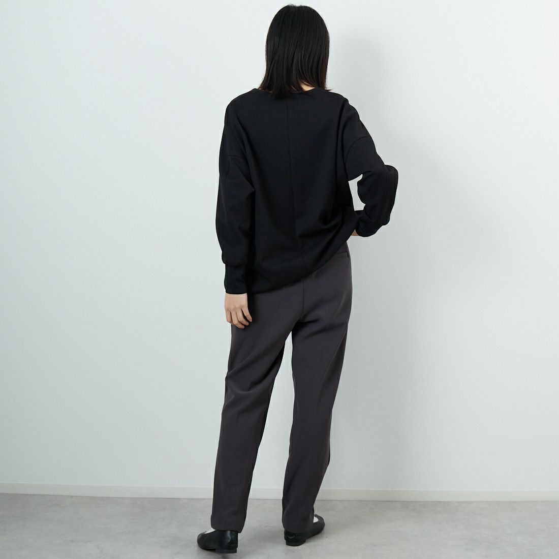 DIGNITE COLLIER [ディニテコリエ] 裏フリーステーパードパンツ [80256340] 003 ﾁｬｺｰﾙ &&モデル身長：162cm 着用サイズ：F&&