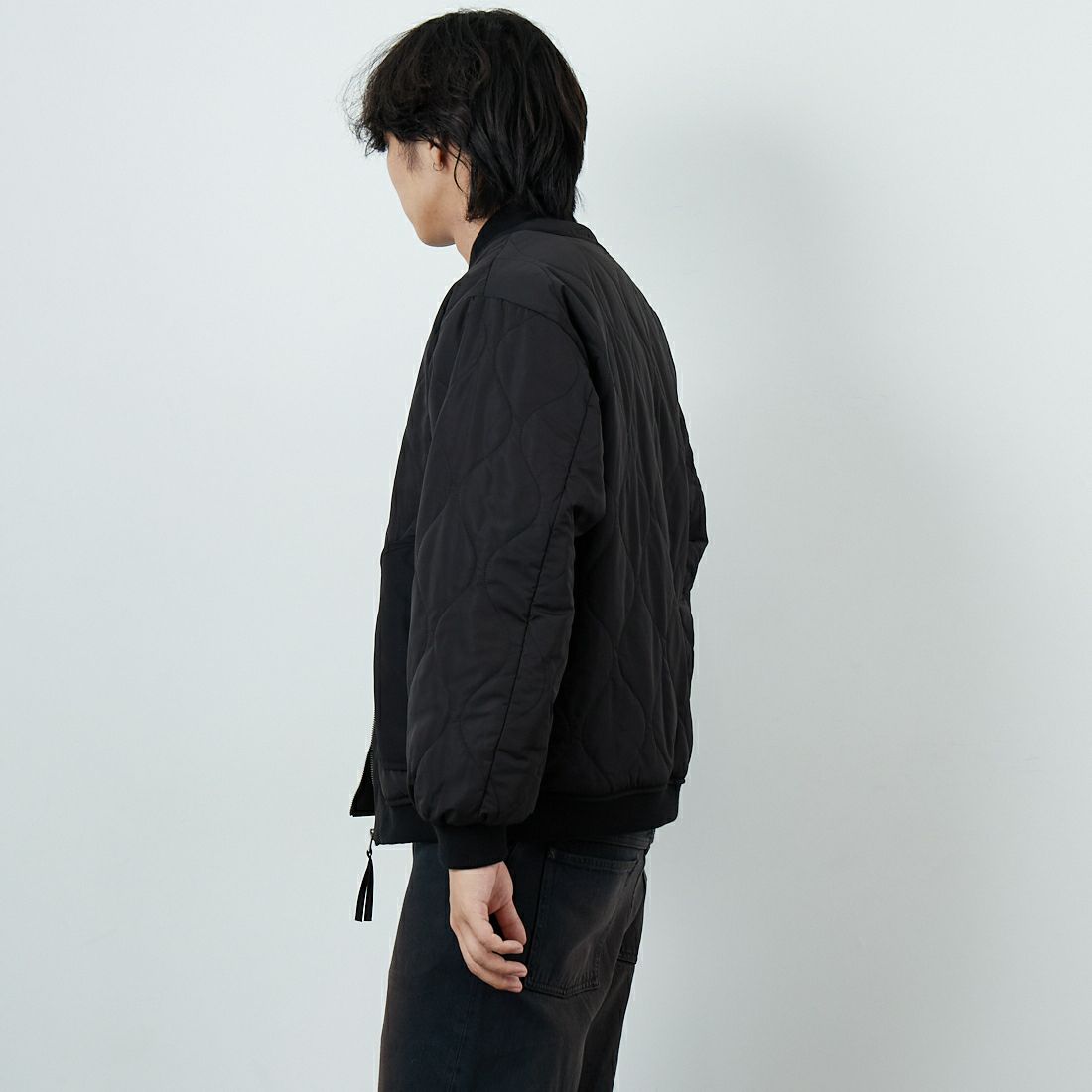 HELLO CALIF [ハローカリフ] キルティングボンバージャケット [511002IN] BLACK &&モデル身長：179cm 着用サイズ：M&&