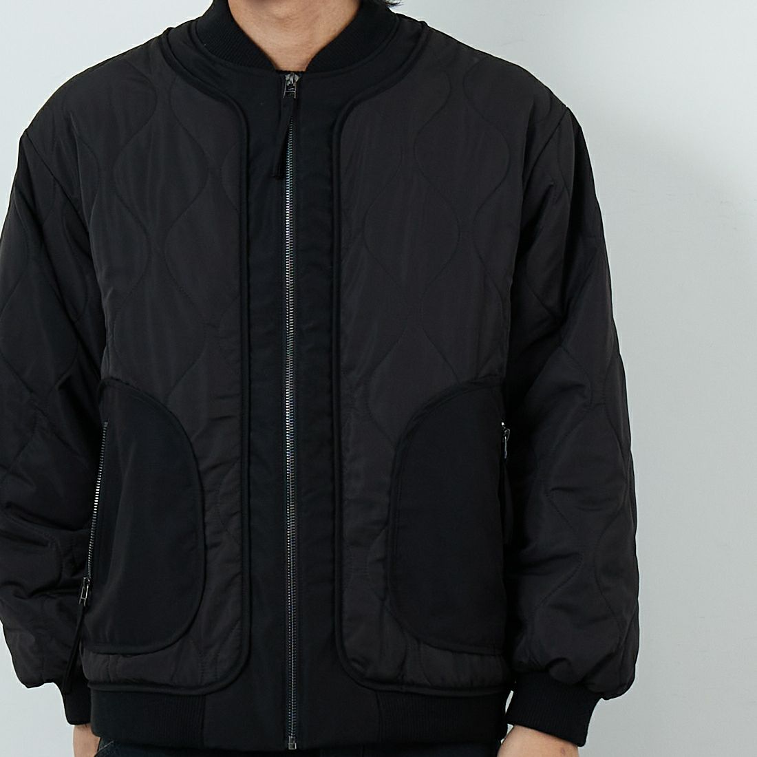 HELLO CALIF [ハローカリフ] キルティングボンバージャケット [511002IN] BLACK &&モデル身長：179cm 着用サイズ：M&&