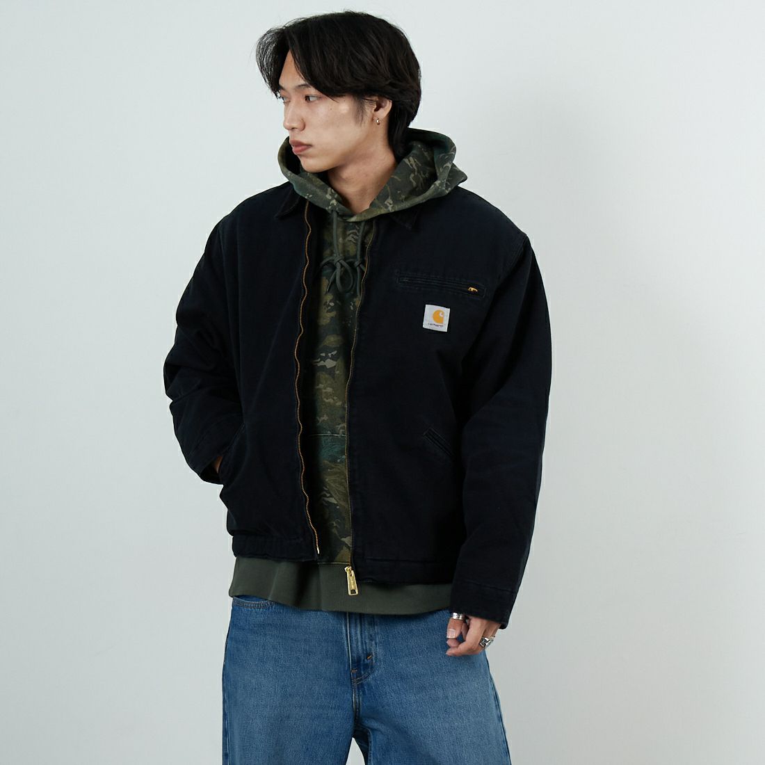carhartt WIP [カーハートダブリューアイピー] OGデトロイトジャケット [I035614] BLACK/BLAC &&モデル身長：179cm 着用サイズ：M&&