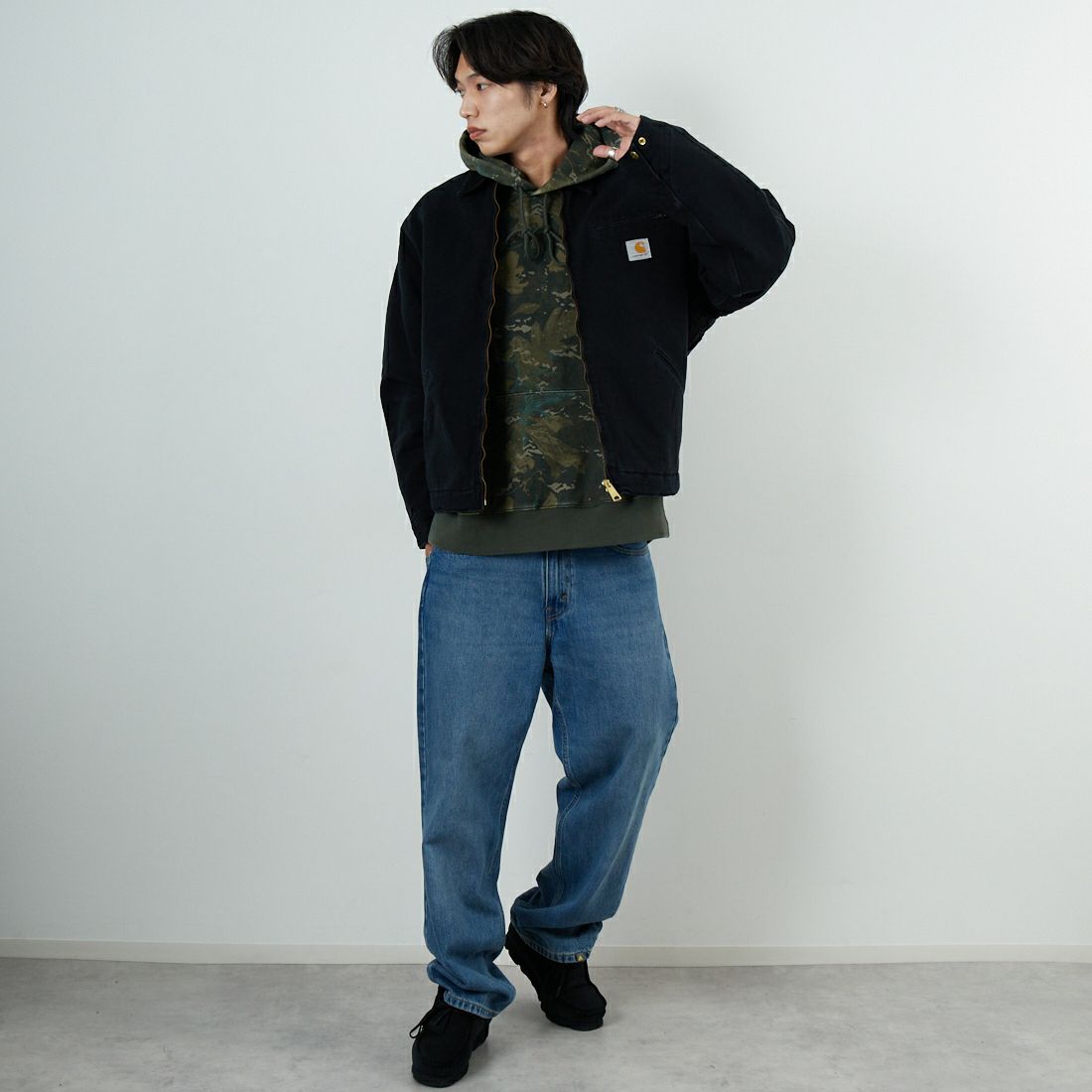 carhartt WIP [カーハートダブリューアイピー] OGデトロイトジャケット [I035614] BLACK/BLAC &&モデル身長：179cm 着用サイズ：M&&