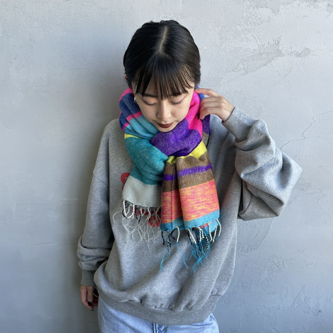 hint hint [ヒントヒント] アクリルコットン大判ストール [STOLE-10] PINK