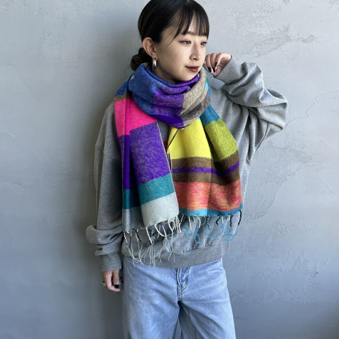 hint hint [ヒントヒント] アクリルコットン大判ストール [STOLE-10] PINK