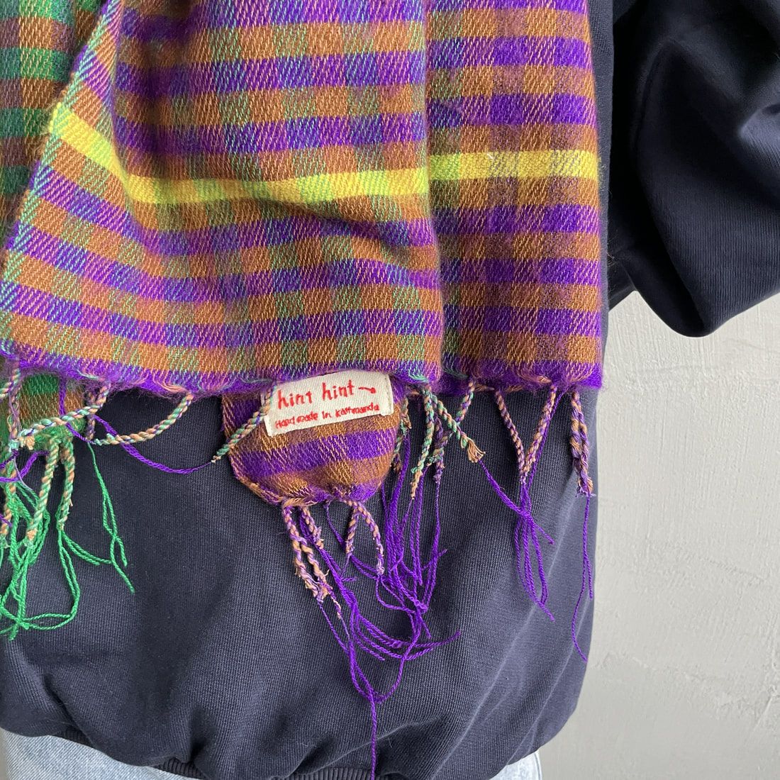 hint hint [ヒントヒント] アクリルコットン大判ストール [STOLE-08] PURPLE/GRN