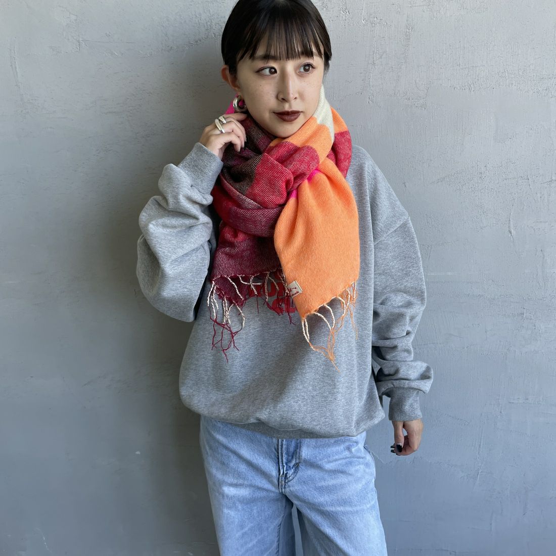 hint hint [ヒントヒント] アクリルコットン大判ストール [STOLE-20] RED MULTI