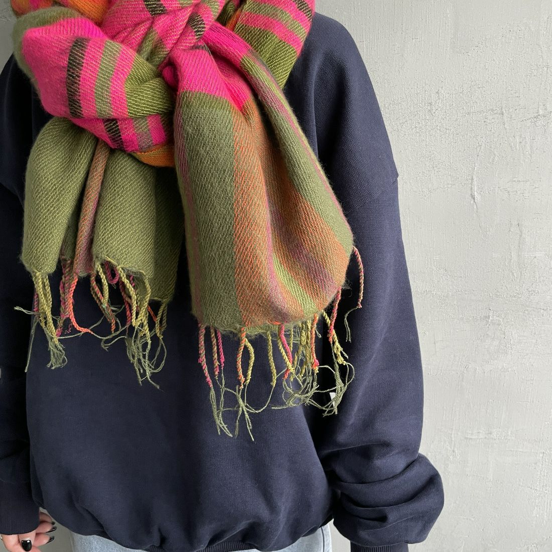 hint hint [ヒントヒント] アクリルコットン大判ストール [STOLE-19] OLIVE