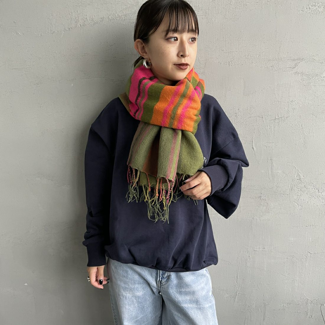 hint hint [ヒントヒント] アクリルコットン大判ストール [STOLE-19] OLIVE