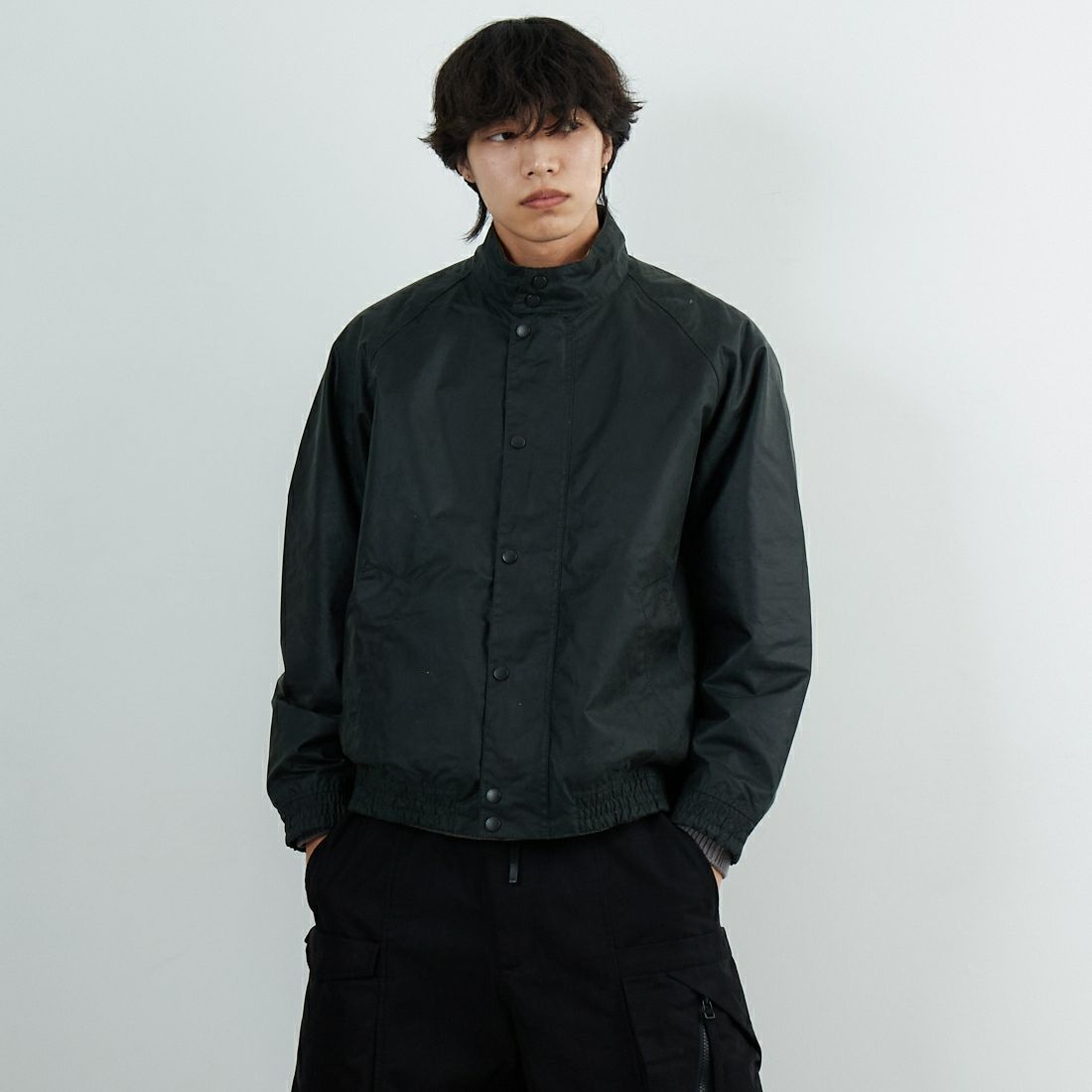 Barbour [バブアー] TRANSPORT/トランスポート スタンドカラーワックスブルゾン [MWX2497] SG91 &&モデル身長：179cm 着用サイズ：38&&