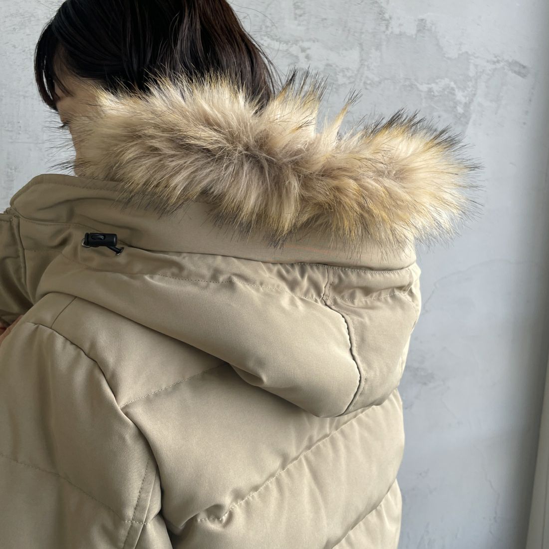 DANTON [ダントン] ショート丈 タッサーダウンジャケット [DT-A0007TPR] LT.BEIGE &&モデル身長：160cm 着用サイズ：M&&