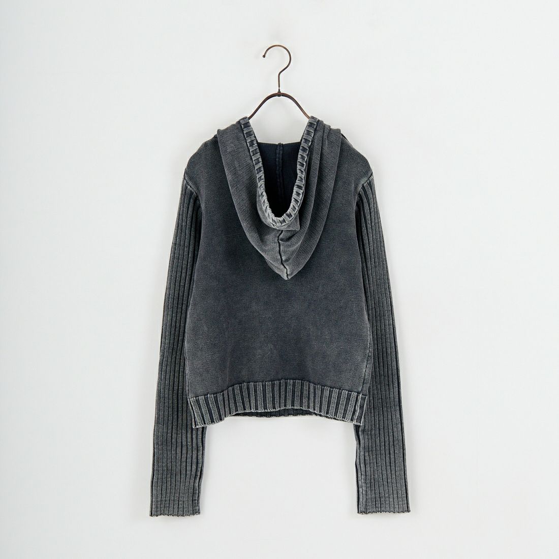 X-girl [エックスガール] フェイデッド ウーブンミックスニットフーディ [105254015011] BLACK