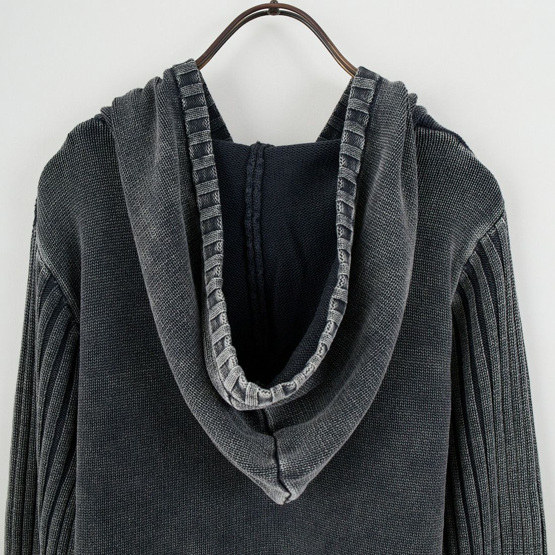 X-girl [エックスガール] フェイデッド ウーブンミックスニットフーディ [105254015011] BLACK