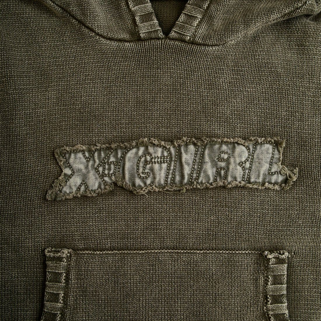 X-girl [エックスガール] フェイデッド ウーブンミックスニットフーディ [105254015011] OLIVE