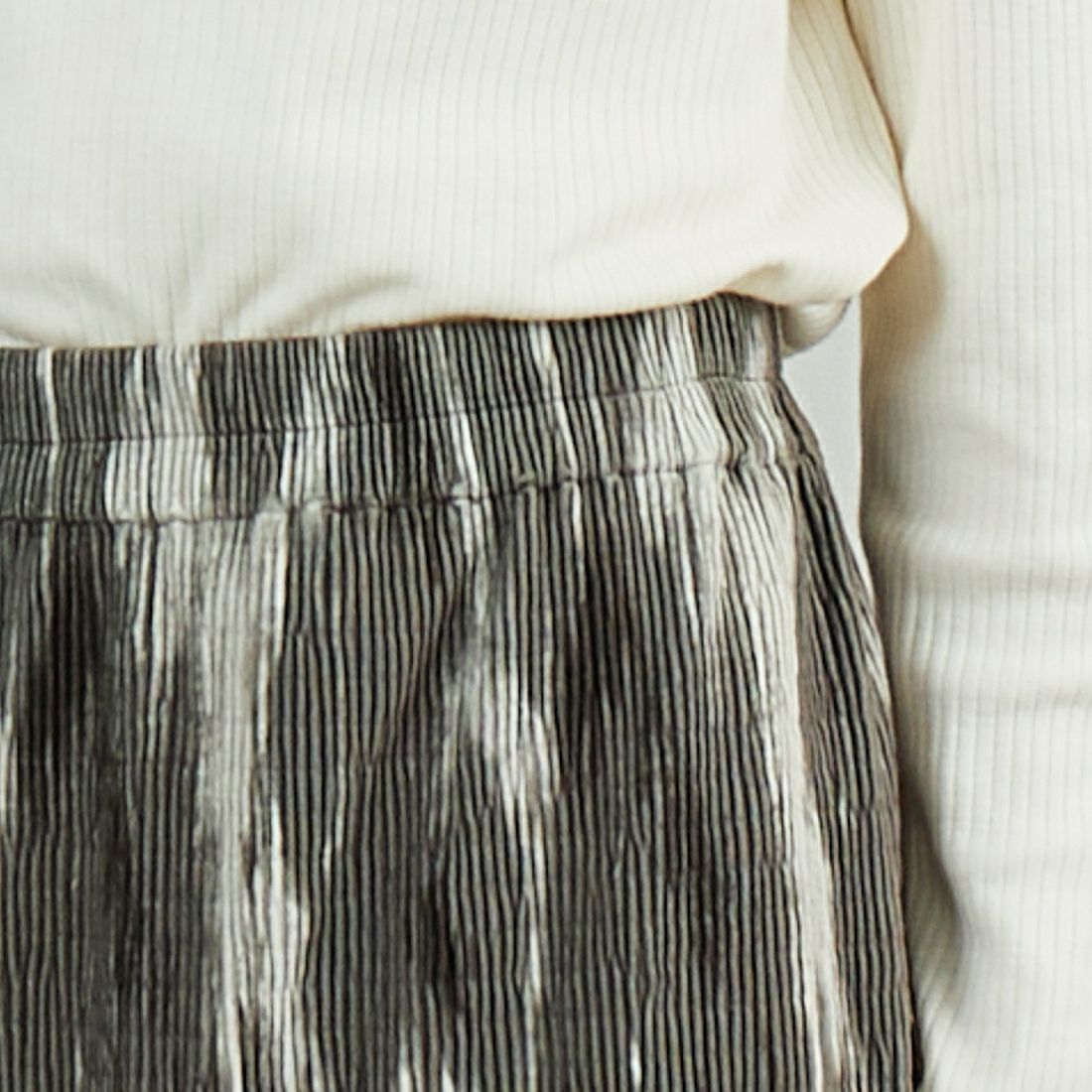 Jf Ready Made [ジェイエフレディメイド] プリーツ加工プリントスカート [04297-JK] BROWN &&モデル身長：162cm 着用サイズ：F&&