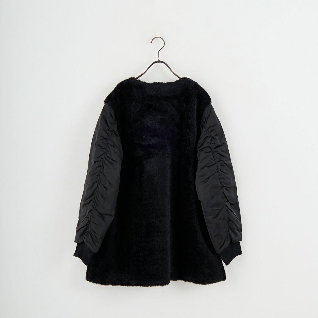 Jeans Factory Clothes [ジーンズファクトリークローズ] ボア切替ノーカラーコート [785750] 03 ﾌﾞﾗｯｸ