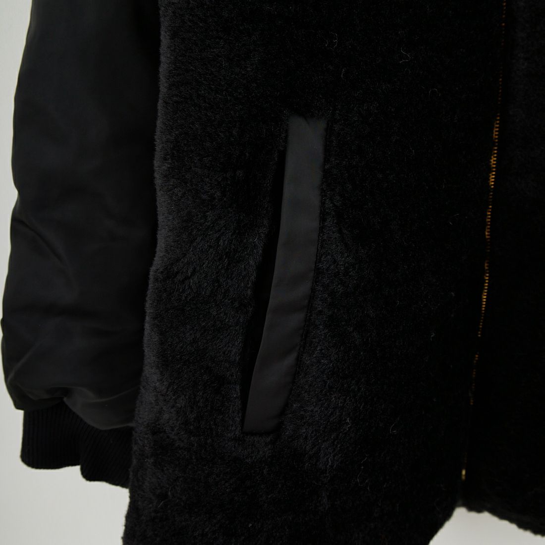 Jeans Factory Clothes [ジーンズファクトリークローズ] ボア切替ノーカラーコート [785750] 03 ﾌﾞﾗｯｸ