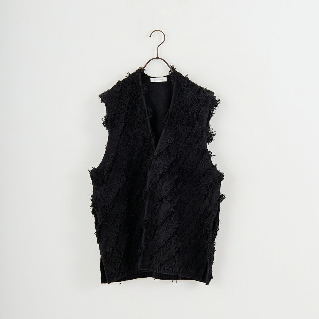 Jf Ready Made [ジェイエフレディメイド] フリンジ編み前開きニットベスト [3105203] 801 ﾌﾞﾗｯｸ