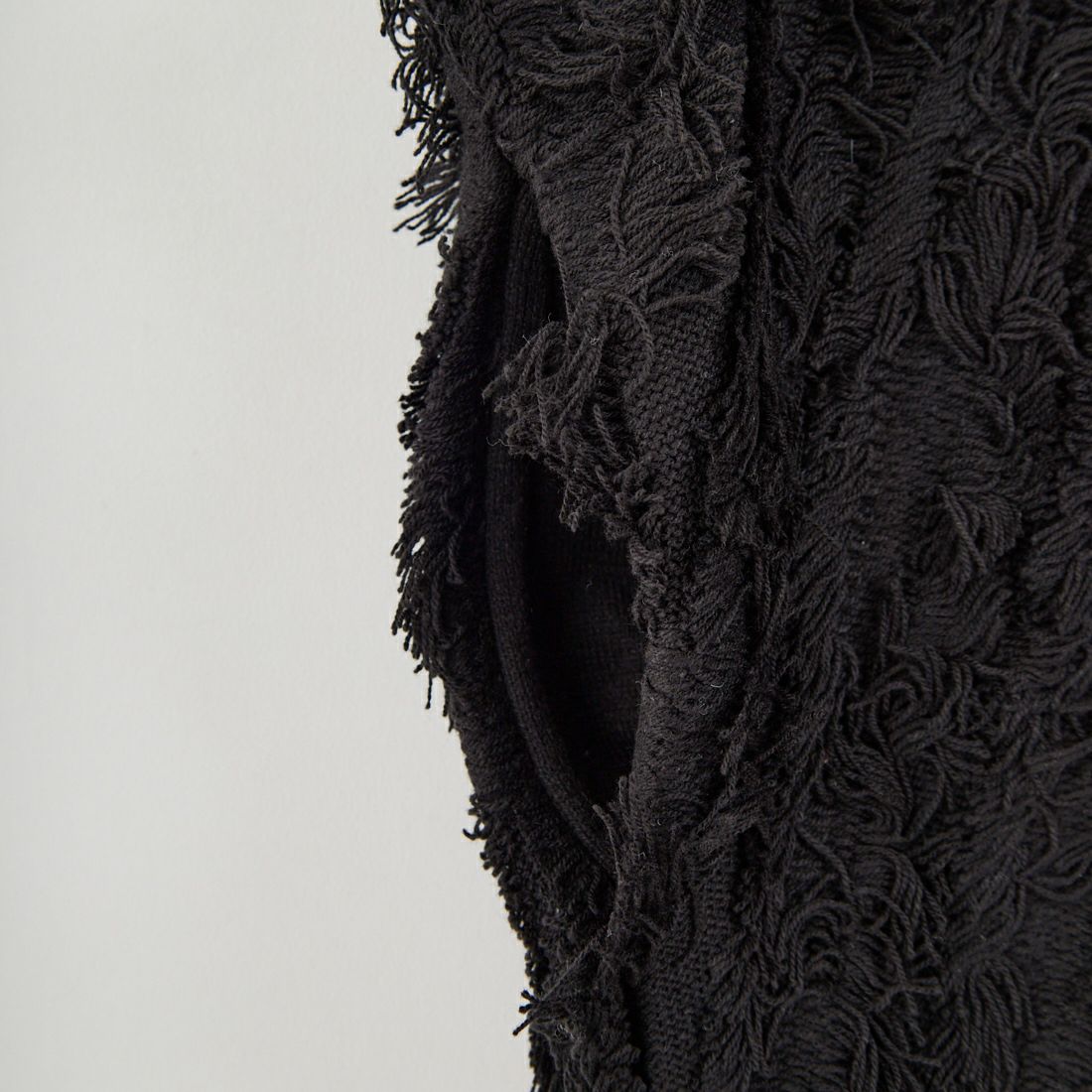 Jf Ready Made [ジェイエフレディメイド] フリンジ編み前開きニットベスト [3105203] 801 ﾌﾞﾗｯｸ