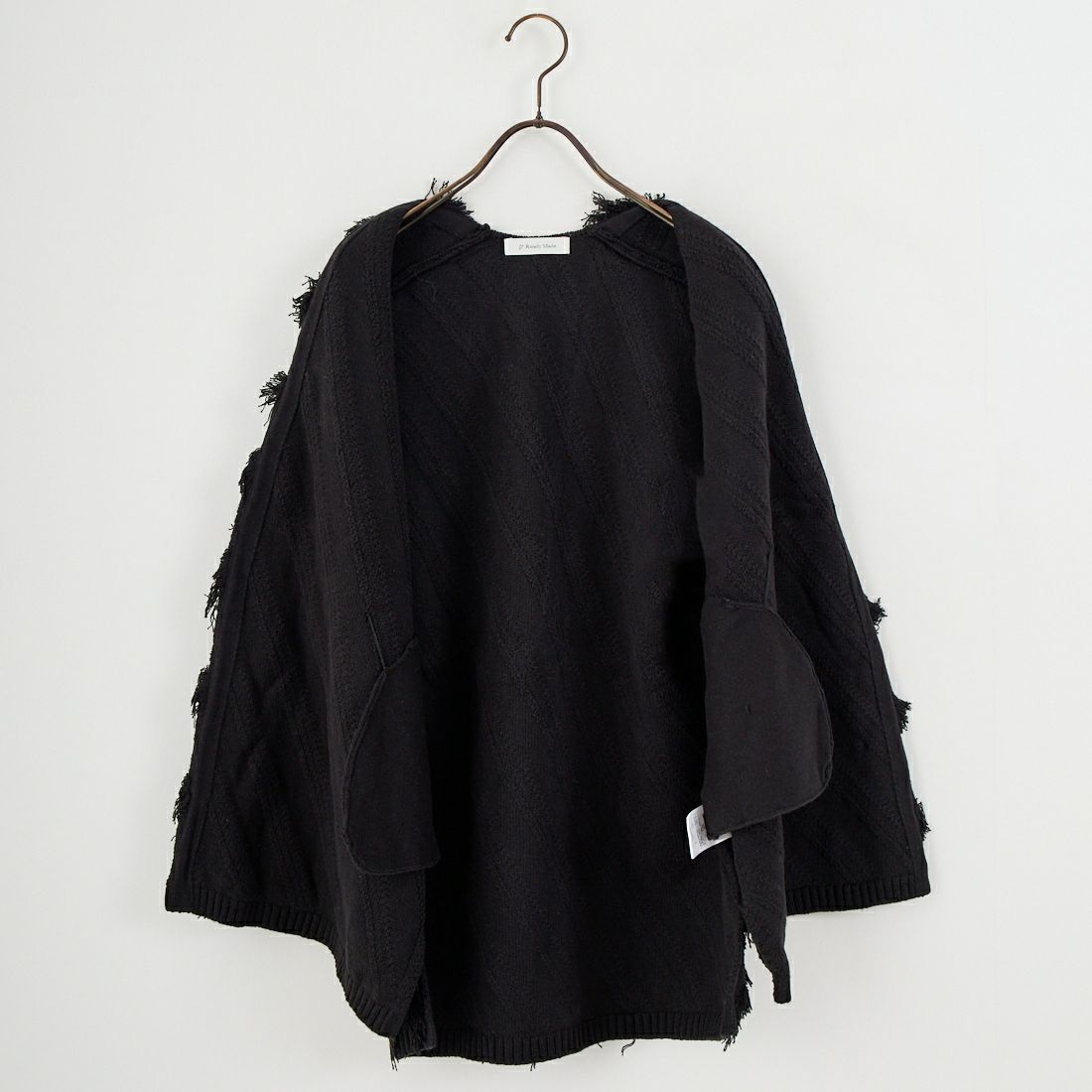 Jf Ready Made [ジェイエフレディメイド] フリンジ編み前開きニットベスト [3105203] 801 ﾌﾞﾗｯｸ