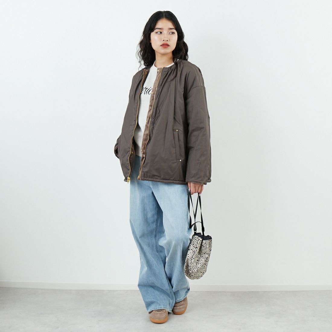 Jeans Factory Clothes [ジーンズファクトリークローズ] リバーシブルベロアキルトジャケット [785741] 66 ﾓｶ &&モデル身長：162cm 着用サイズ：F&&