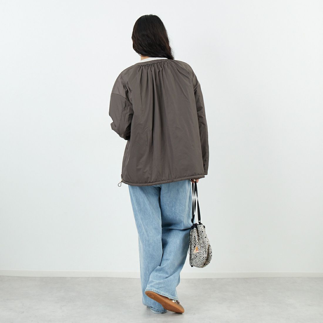 Jeans Factory Clothes [ジーンズファクトリークローズ] リバーシブルベロアキルトジャケット [785741] 66 ﾓｶ &&モデル身長：162cm 着用サイズ：F&&